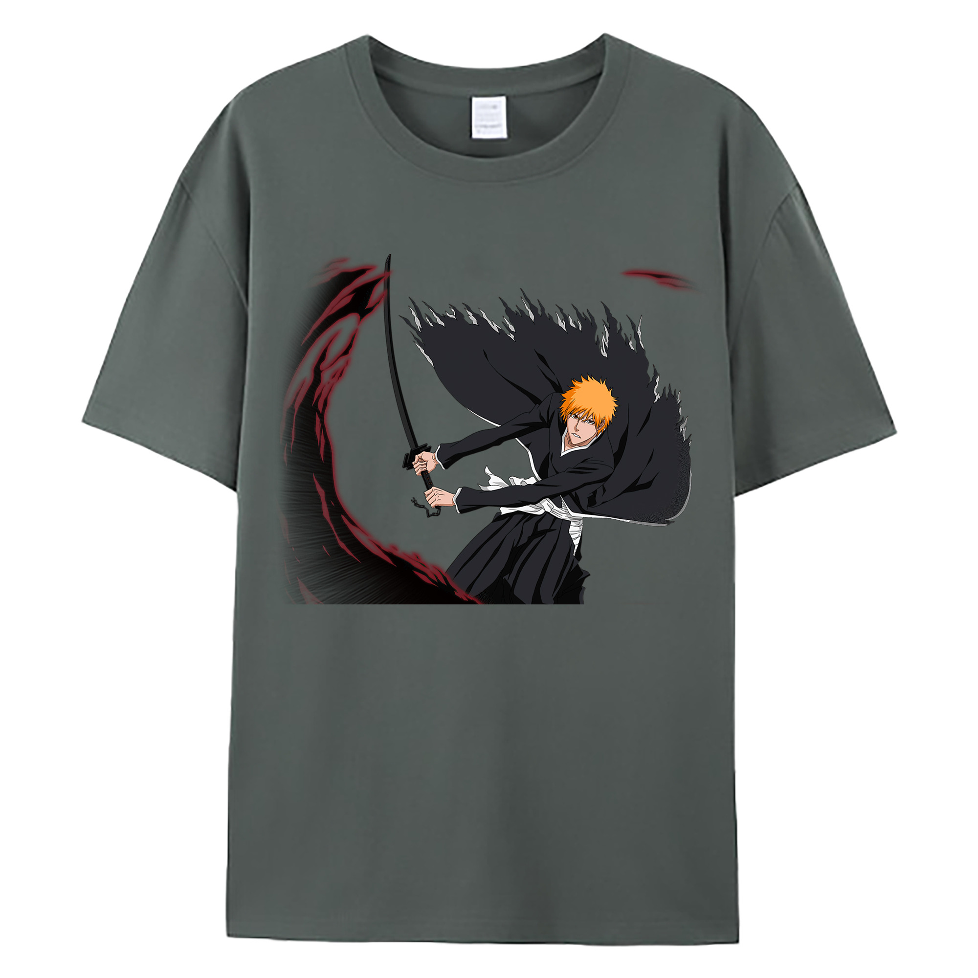 （画像用） ブリーチ 黒崎一護（くろさき いちご）BLEACH Kurosaki Ichigo 綿100％ メンズ半袖Tシャツ｜肌触りやわらか＆通気性